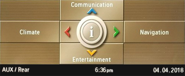 BMW CCC iDrive system main menu.