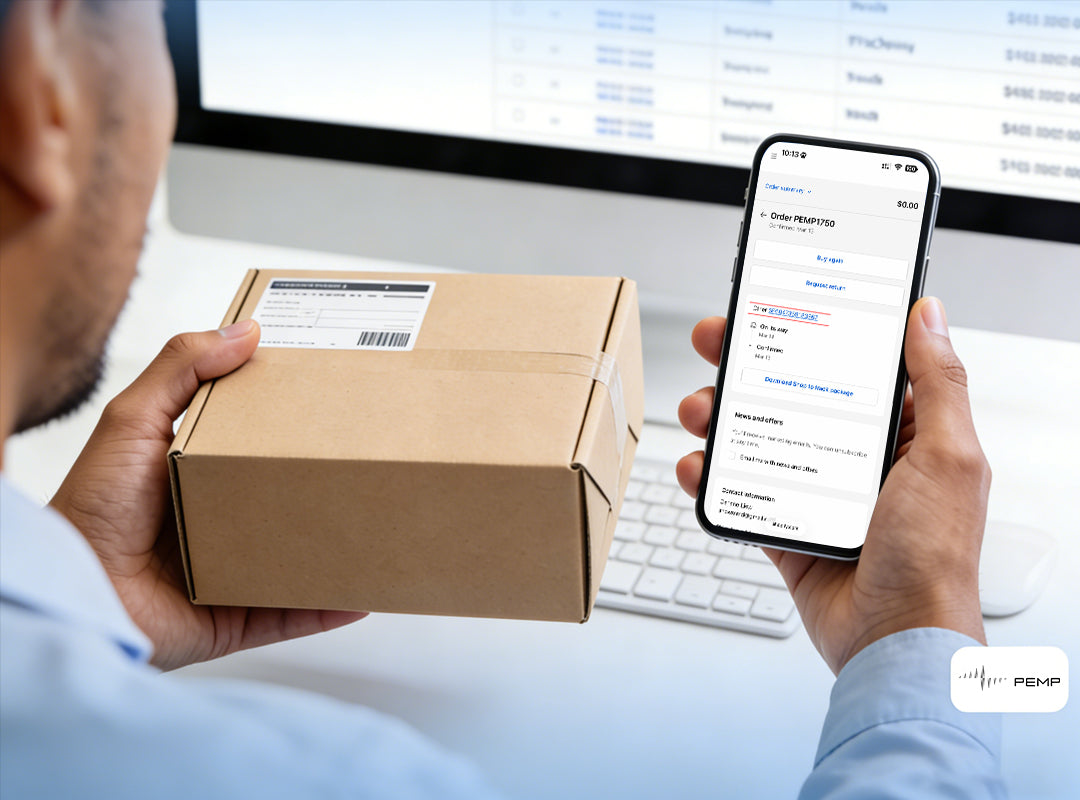 How do I check the logistics status of my order purchased from the official PEMP store?
