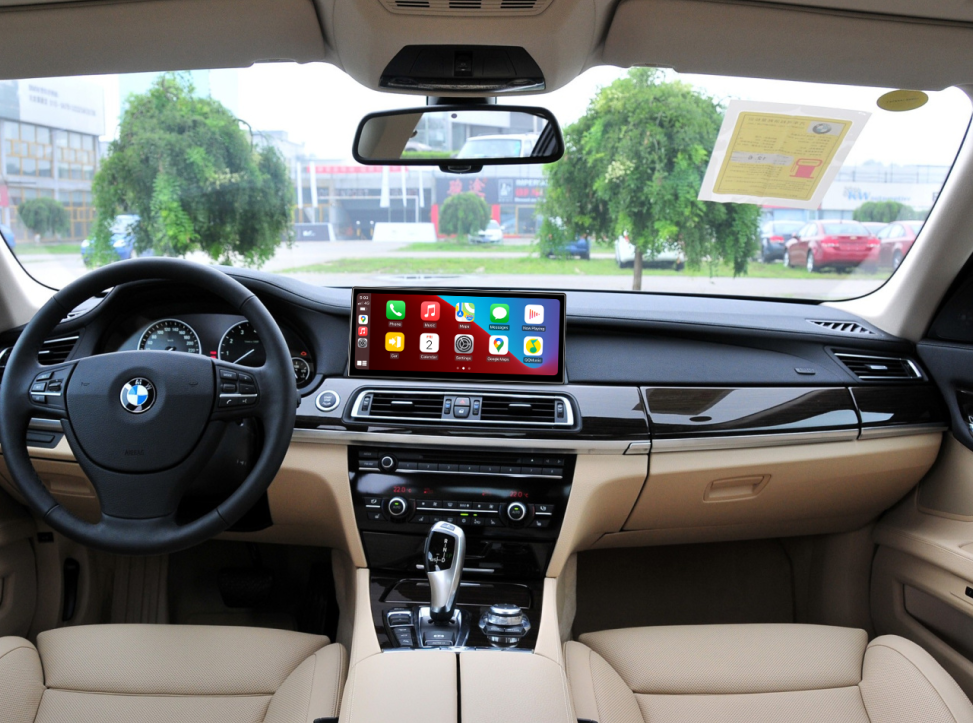 BMW interior with Apple CarPlay infotainment system upgrade