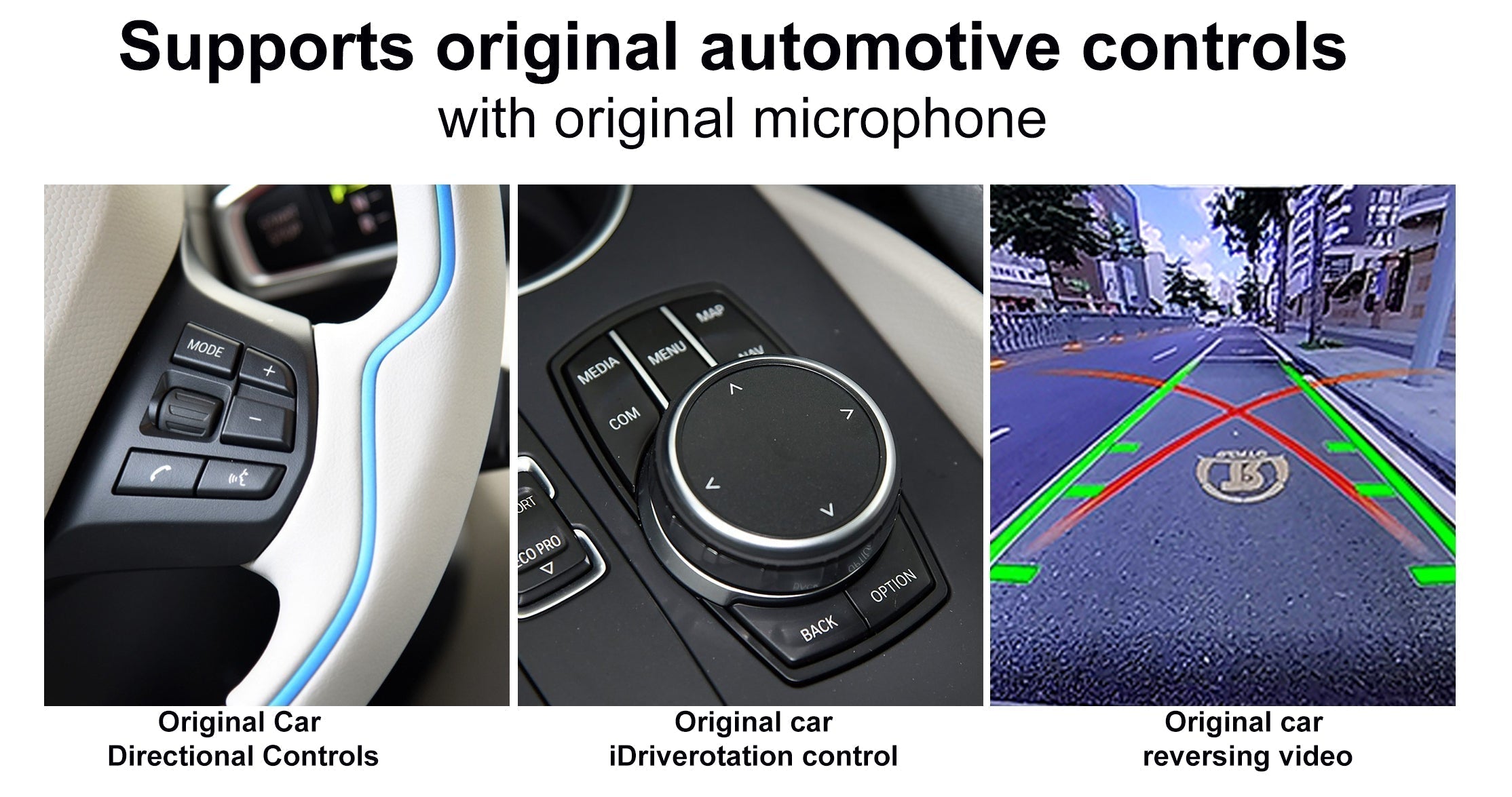 BMW original iDrive knob and factory reversing camera view