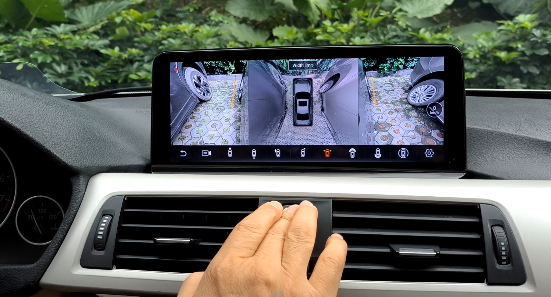 A BMW's 360-degree surround-view camera display.
