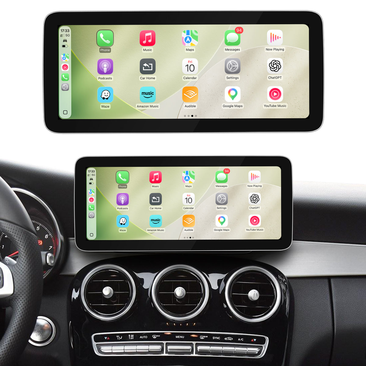 PEMP (7L18) 12.3" Linux Car Touchscreen for Mercedes Benz 2016-2019 C GLC Class W205 X253 NTG 5.0, Supports Wired Wireless CarPlay Android Auto Mirror Link Use OEM BT Calls Music