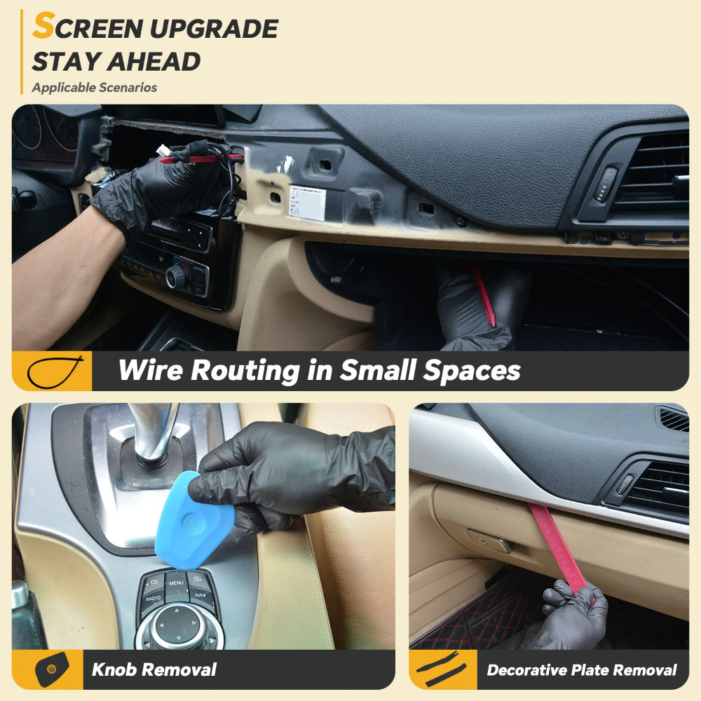 NITEFLARE 7 PCS Carplay Screen Upgrade Tool Kit,Auto Trim Removal Tool Kit Ratcheting Screwdriver for Door Panel,Car Panel & Audio Dashboard Dismantle,Push Pin Puller Tools,Car Audio Changing Tools