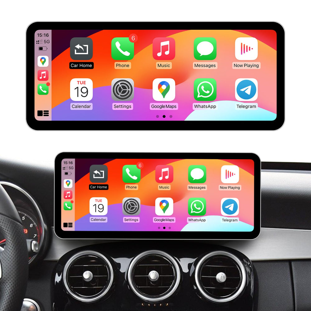 PEMP (SL18) Ultra-Thin 12.3" 1920 x 720 Linux Car Radio Multimedia Screen for 2015-2019 C GLC W205 X253 NTG 5.0 System, Support Wireless CarPlay Android Auto Use OEM BT Calls Music