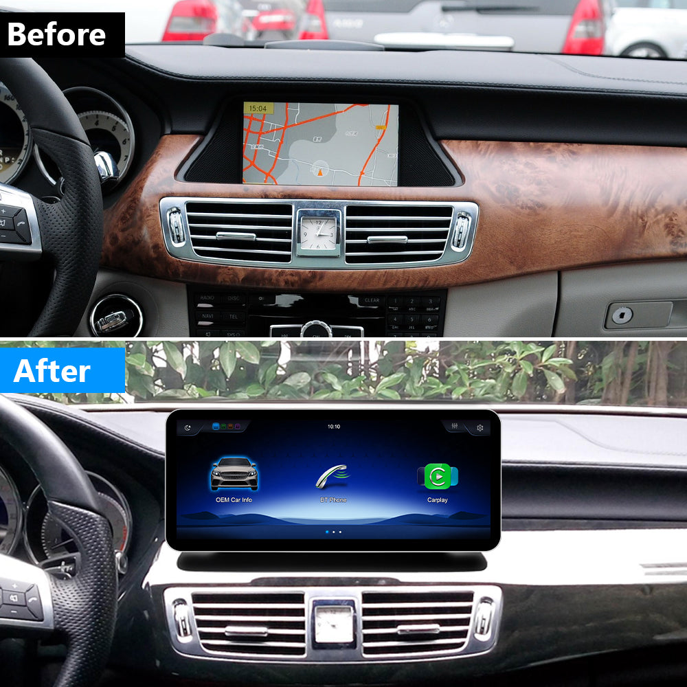 PEMP (SL26) Ultra-Thin 12.3" 1920 x 720 Linux Car Radio Multimedia Screen for 2012-2013 CLS W218/C218 NTG4.5 System, Support Wireless CarPlay Android Auto Using OEM Bluetooth Call Music