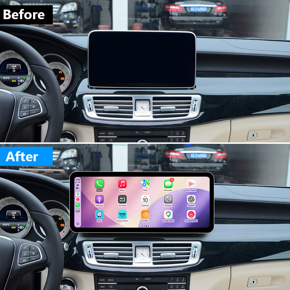PEMP (SL36) Ultra-Thin 12.3" 1920 x 720 Linux Car Radio Multimedia Screen for 2014-2017 CLS W218/C218 NTG 5.0 System, Support Wireless CarPlay Android Auto Use OEM BT Calls Music