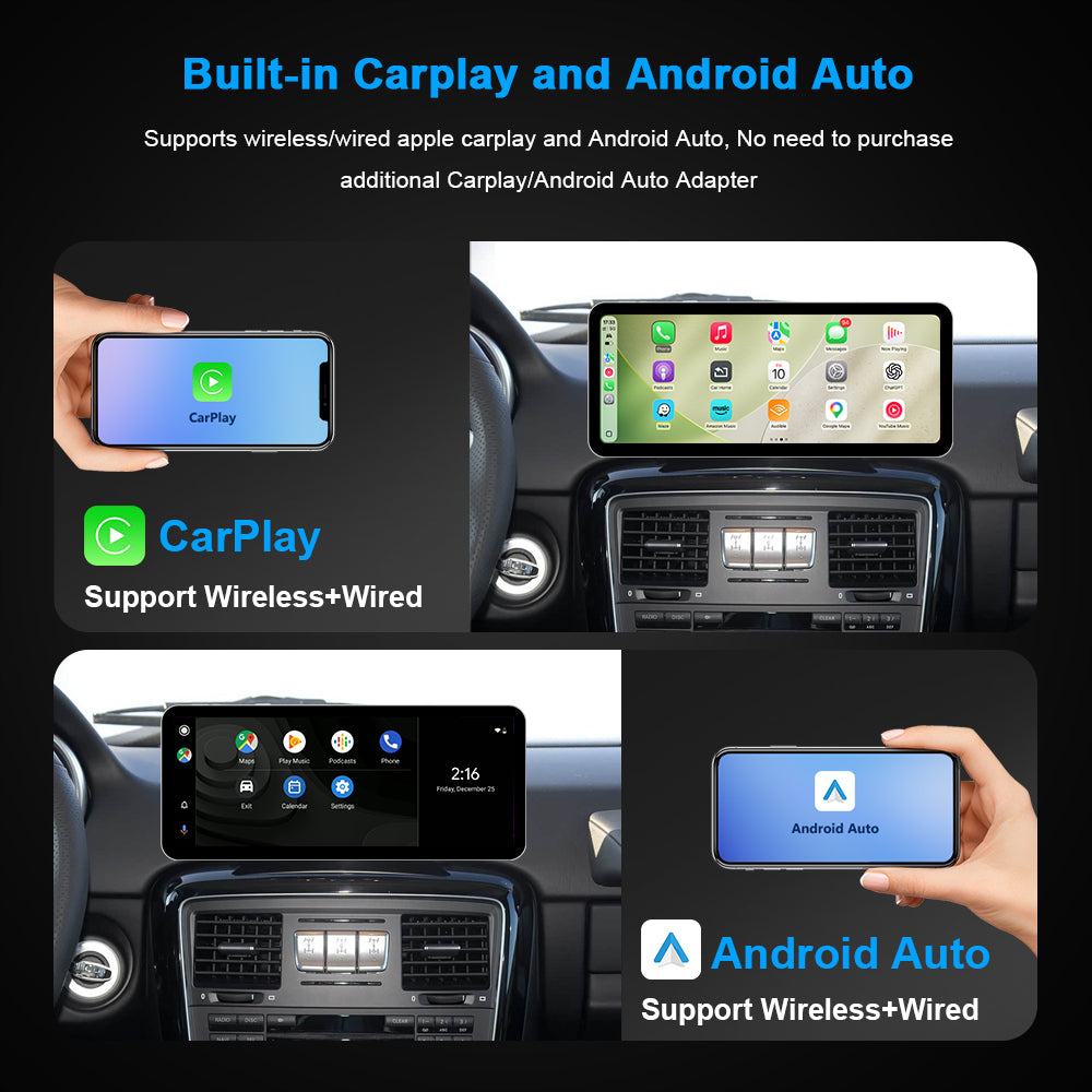 Wireless CarPlay and Android Auto on 12.3-inch Android car screen