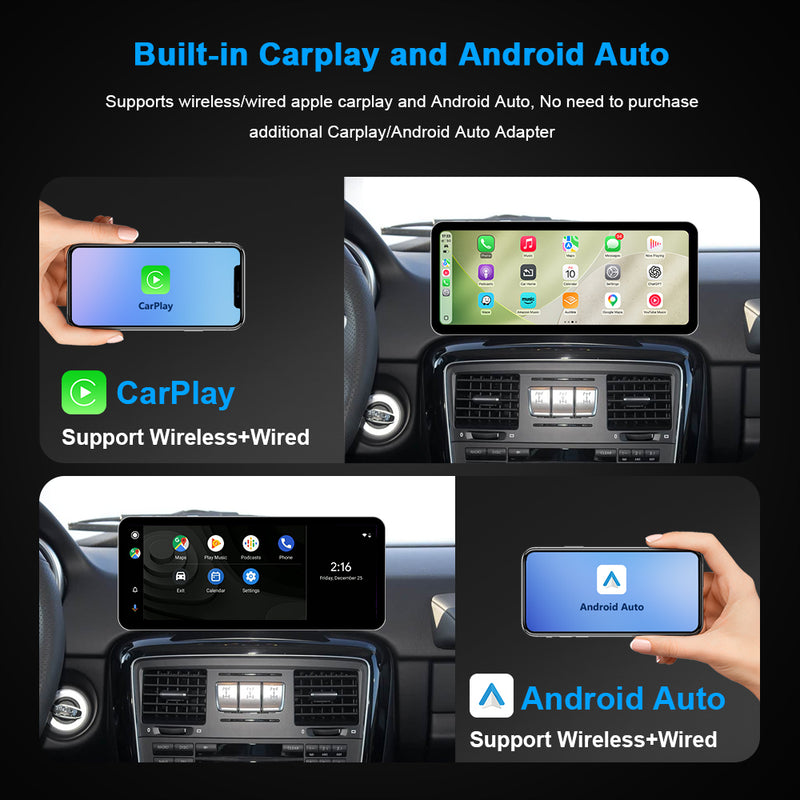 Wireless CarPlay and Android Auto on 12.3-inch Android car screen