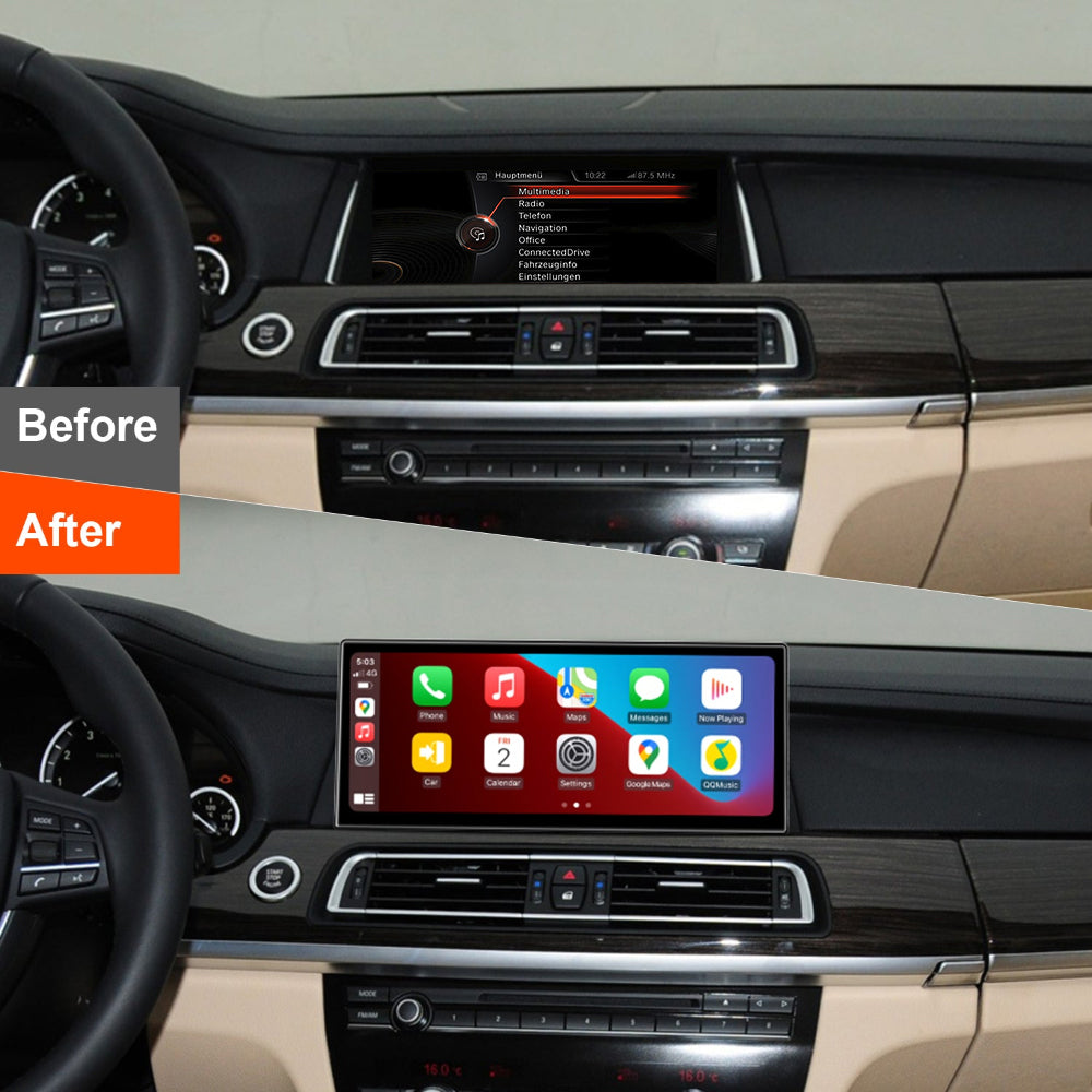 PEMP (5667) Ultra-Thin 12.3" Qualcomm Snapdragon 680 8 Cores Android Screen, for BMW 7 Series F01 F02 NBT Android 14 Wireless and Wired CarPlay Android Auto Calls Using The OEM Microphone Monitor