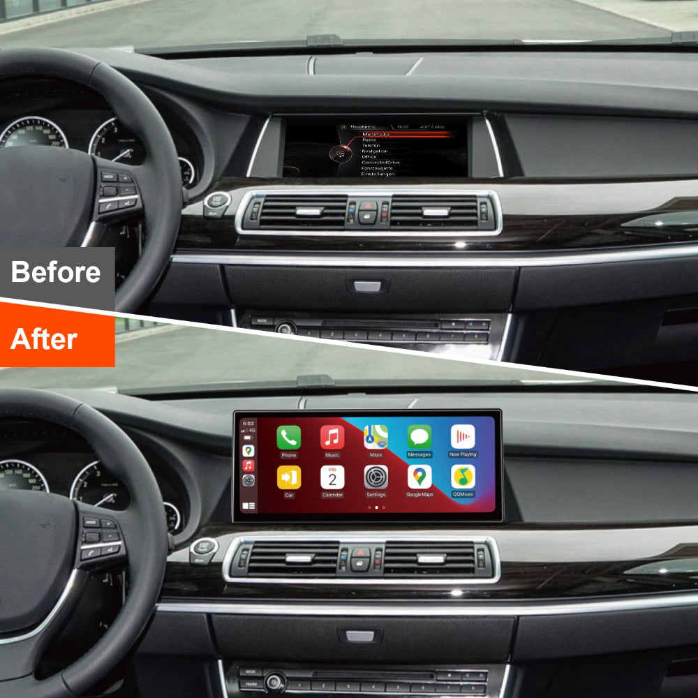 PEMP (5668) Ultra-Thin Android14 12.3" Screen Qualcomm 680 8+128GB for BMW 5 Series GT F07 NBT Wired and Wireless Apple CarPlay Retrofit Android Auto use The OEM Bluetooth (2013-2017)