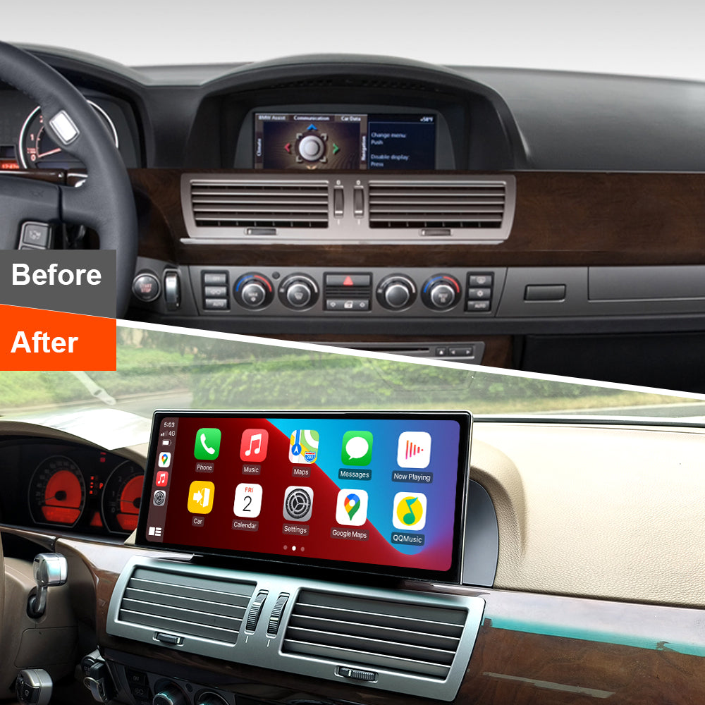 PEMP (5607) Ultra-Thin 12.3" Qualcomm Snapdragon 680 8 Cores Android Screen, for BMW E65 E66 CCC Android 14 Wireless and Wired CarPlay Android Auto Calls Using The OEM Microphone Monitor（2005-2009）