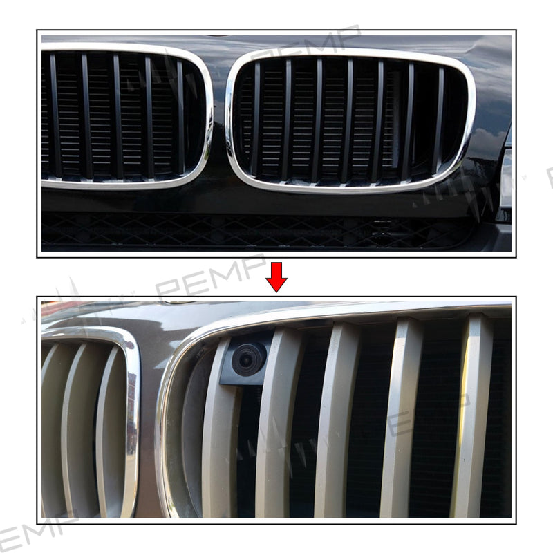 BMW X5 E70 AHD 720P front camera module with black mounting bracket and wired connector