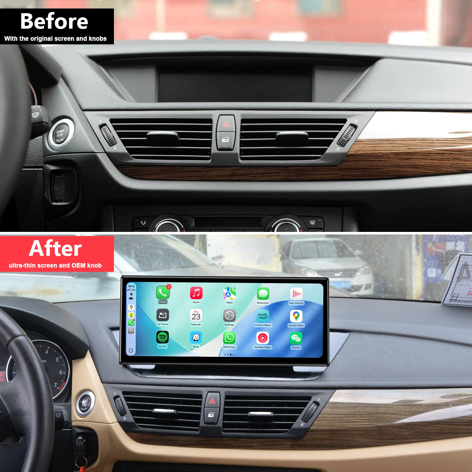 PEMP (5639) Ultra-Thin 12.3" Qualcomm Snapdragon 680 8 Cores Android Screen, for BMW X1 E84 CIC(2009-2015) Android 14 Wireless and Wired CarPlay Android Auto Calls Using The OEM Microphone Monitor