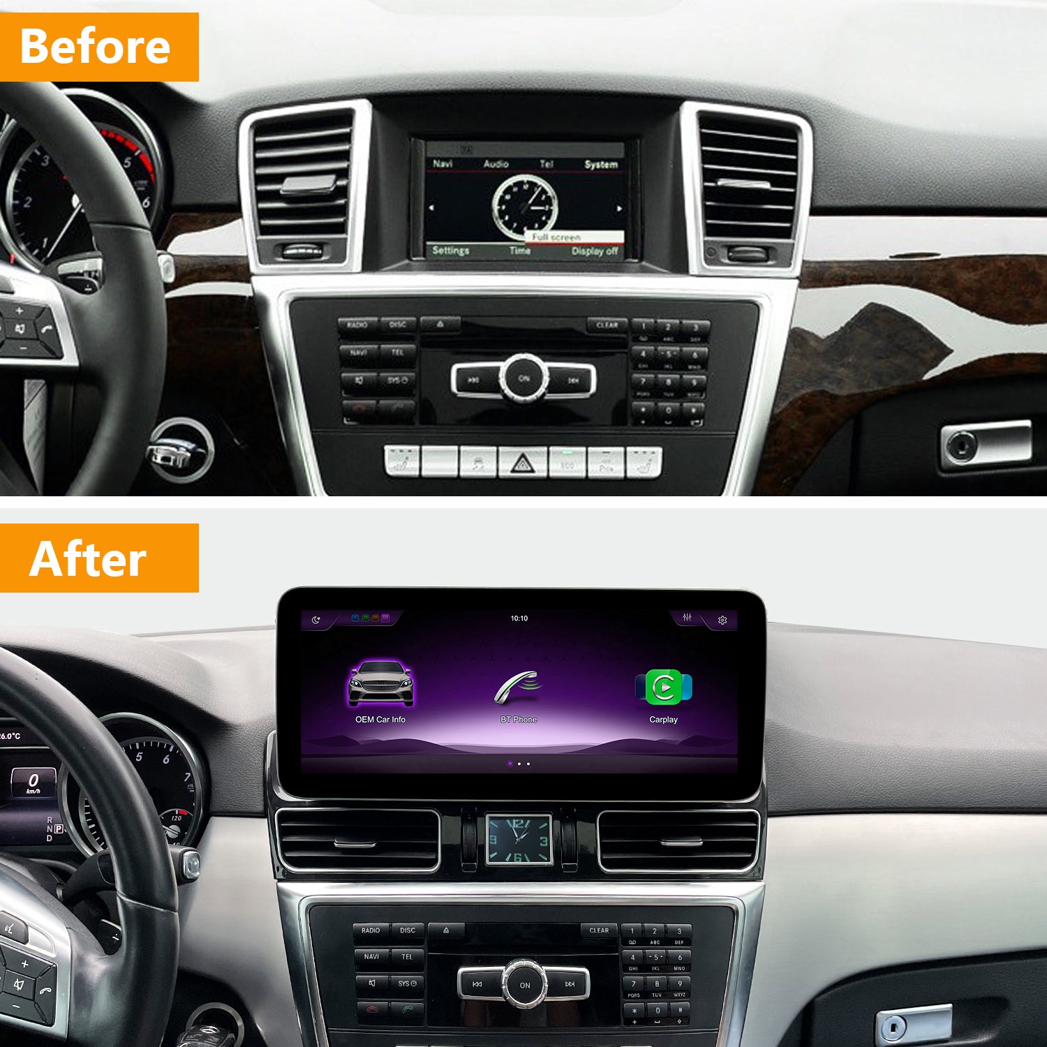 12.3-inch Mercedes Benz ML GL CarPlay Android Auto multimedia touchscreen