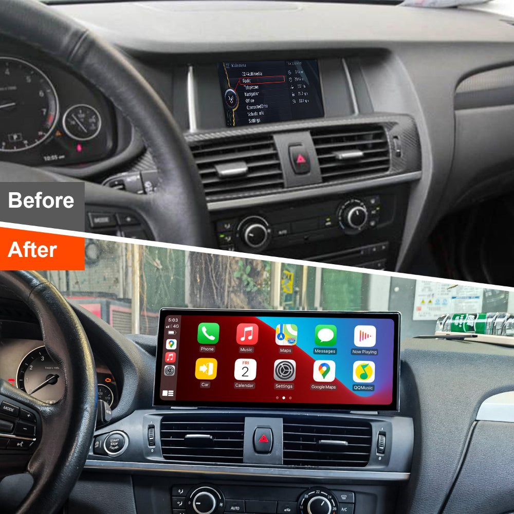 PEMP (5643) Ultra-Thin 12.3" for BMW X3 F25 CIC Android 14 Screen Wireless and Wired CarPlay Android Auto, Qualcomm 680 8+128GB (2009-2012）