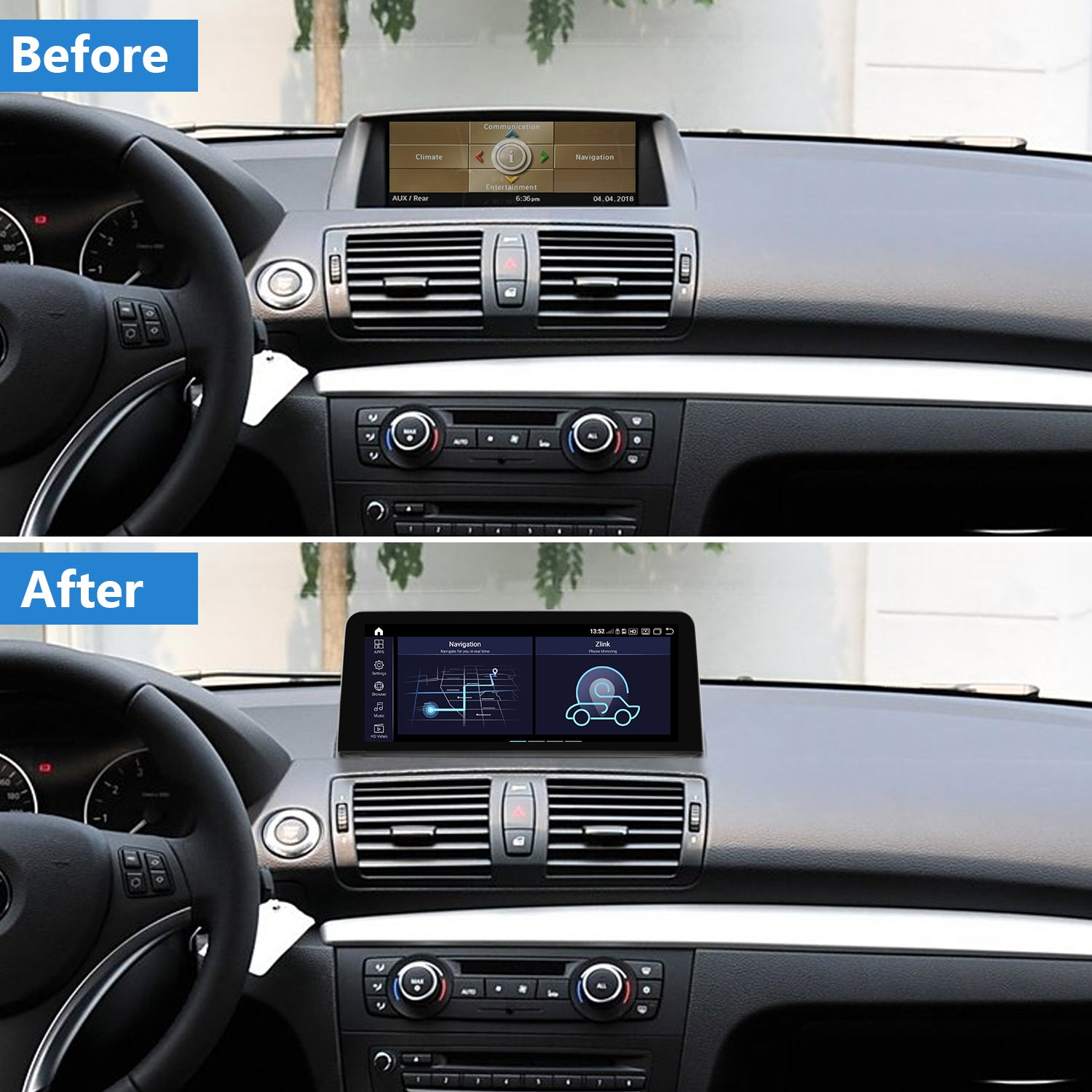 PEMP (5251) Android 14 10.25” HD Screen for BMW 1 series E87 Snapdragon 680 8core 8+128GB Carplay Android Auto Screen (2007-2011) CCC