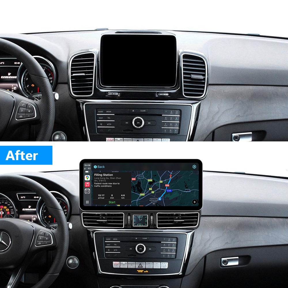 PEMP (SL29) Ultra-Thin 12.3" 1920 x 720 Linux Car Radio Multimedia Screen for 2015-2019 GLE GLS W166/X166 NTG5.0 System, Support Wireless CarPlay Android Auto Use OEM BT Calls Music