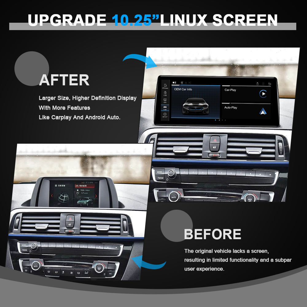 PEMP (9112) Ultra-Thin Linux 10.25" Screen for BMW 1 2 Series F20 F22 F23 EVO ID5 ID6 Wired and Wireless Apple CarPlay Retrofit Android Auto，1920 x 720 Display Mirror Link Car Radio Bluetooth Video Player Screen (2018-)