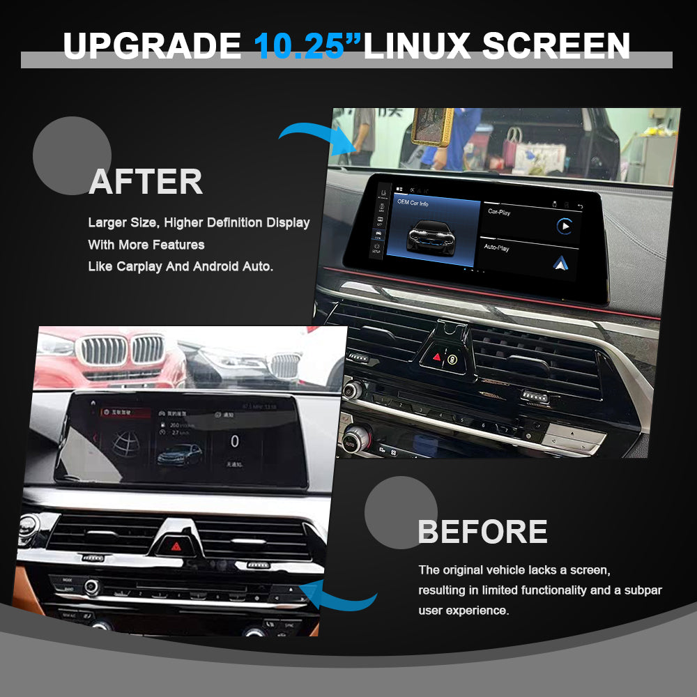 PEMP (9538) 10.25" Linux Screen For BMW 5 Series G30 EVO Wired and Wireless Apple CarPlay Retrofit Android Auto，1920 x 720 Display Mirror Link Car Radio Bluetooth Video Player (2018-)
