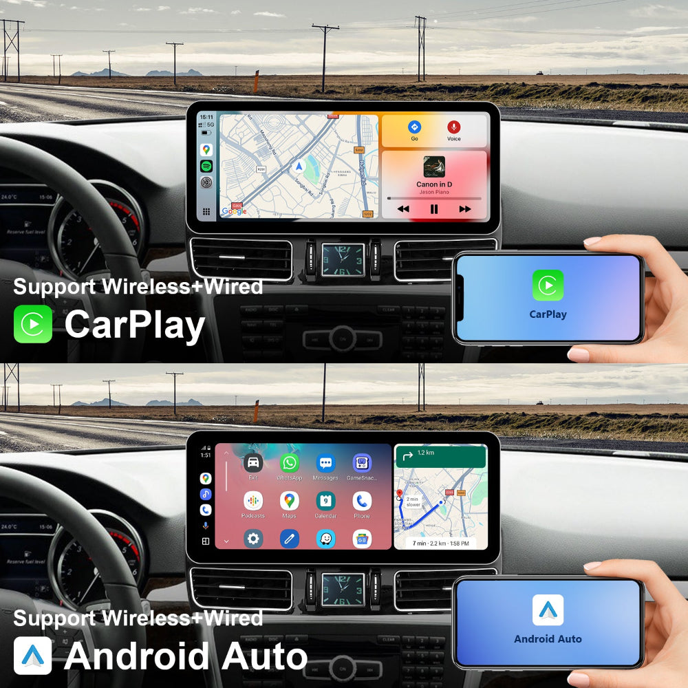PEMP (SL15) Ultra-Thin 12.3" 1920 x 720 Linux Car Radio Multimedia Screen for 2012-2015 ML GL W166/X166 NTG4.5 System, Support Wireless CarPlay Android Auto Use OEM BT Calls Music