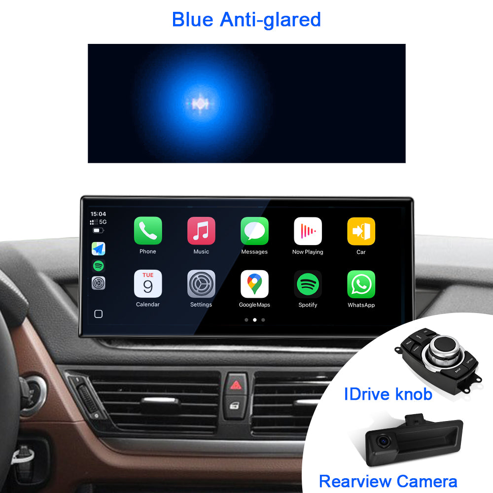PEMP 12.3" ultra-thin screen for BMW X1 E84 with CarPlay/Android Auto, blue anti-glared.